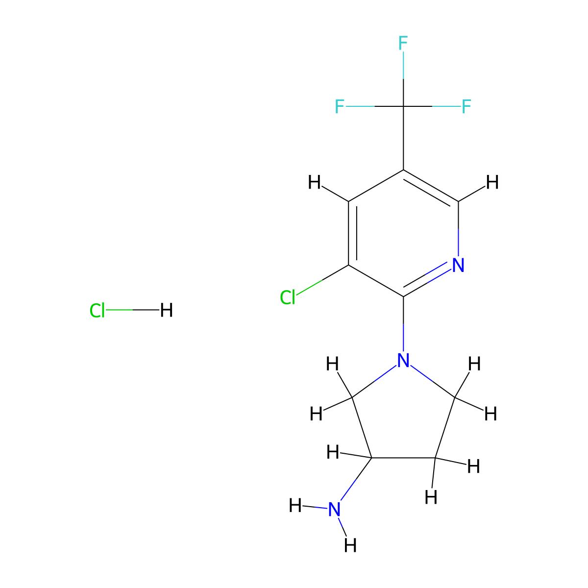 1-(3-Chloro-5-(trifluoromethyl)pyridin-2-yl)pyrrolidin-3-amine hydrochloride molecular structure, CAS 1420993-35-6