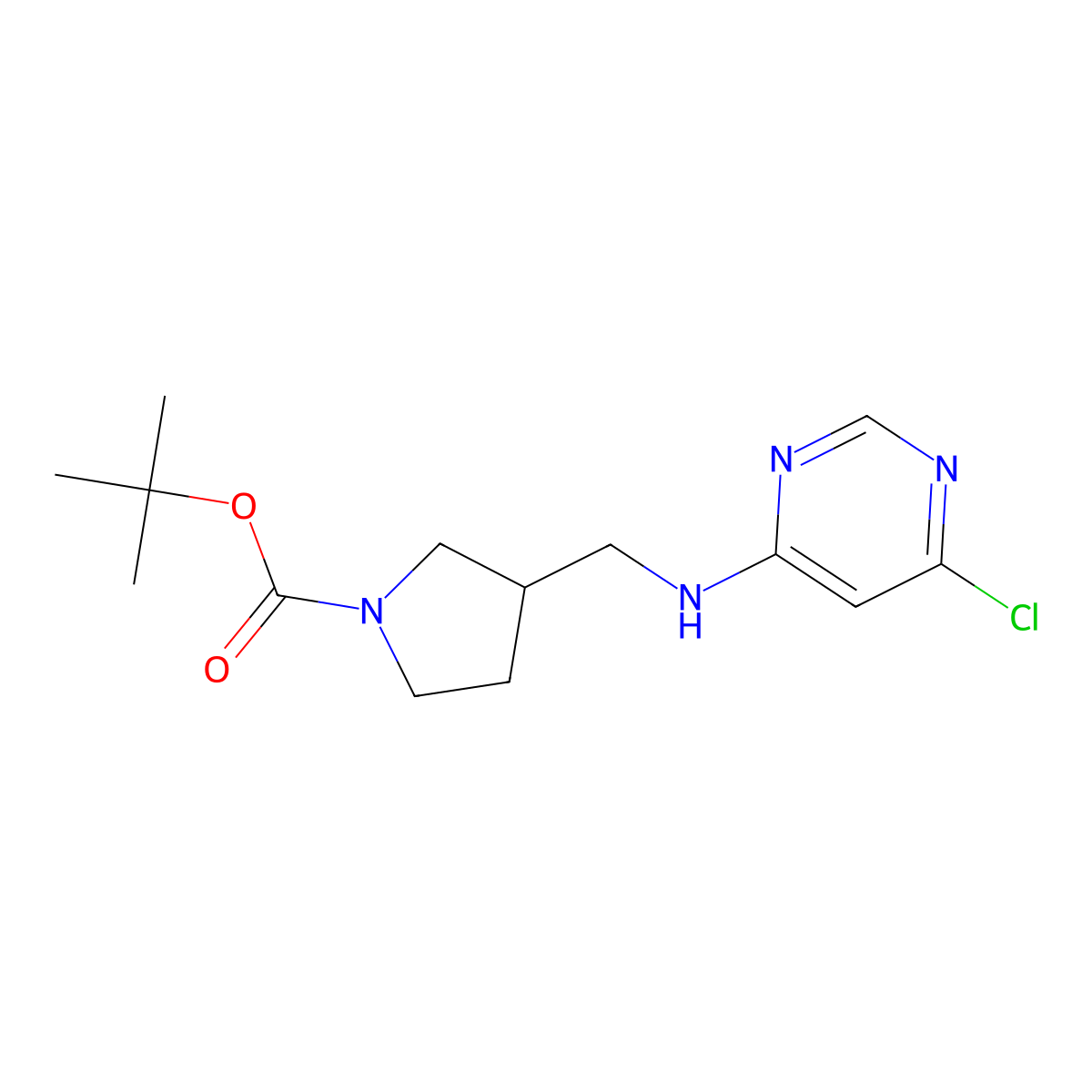 tert-Butyl 3-(((6-chloropyrimidin-4-yl)amino)methyl)pyrrolidine-1-carboxylate molecular structure, CAS 1420993-40-3