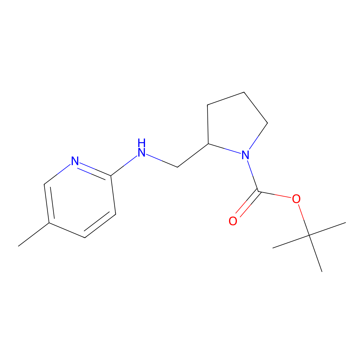 tert-Butyl 2-(((5-methylpyridin-2-yl)amino)methyl)pyrrolidine-1-carboxylate molecular structure, CAS 1420993-82-3