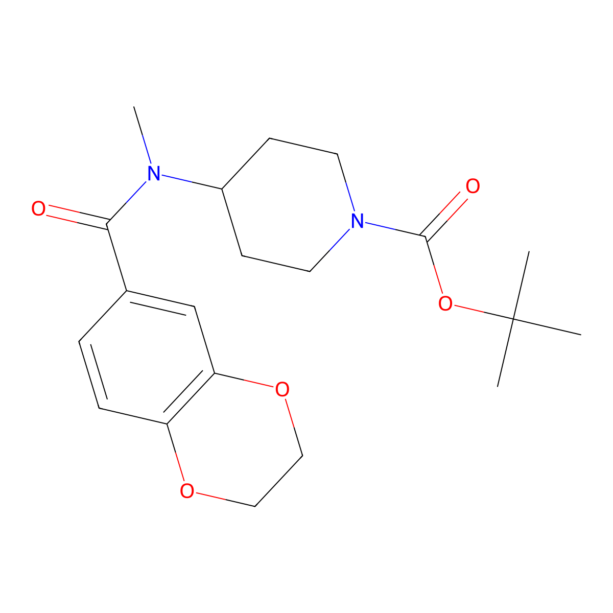 tert-Butyl 4-(N-methyl-2,3-dihydrobenzo[b][1,4]dioxine-6-carboxamido)piperidine-1-carboxylate molecular structure, CAS 1420994-17-7