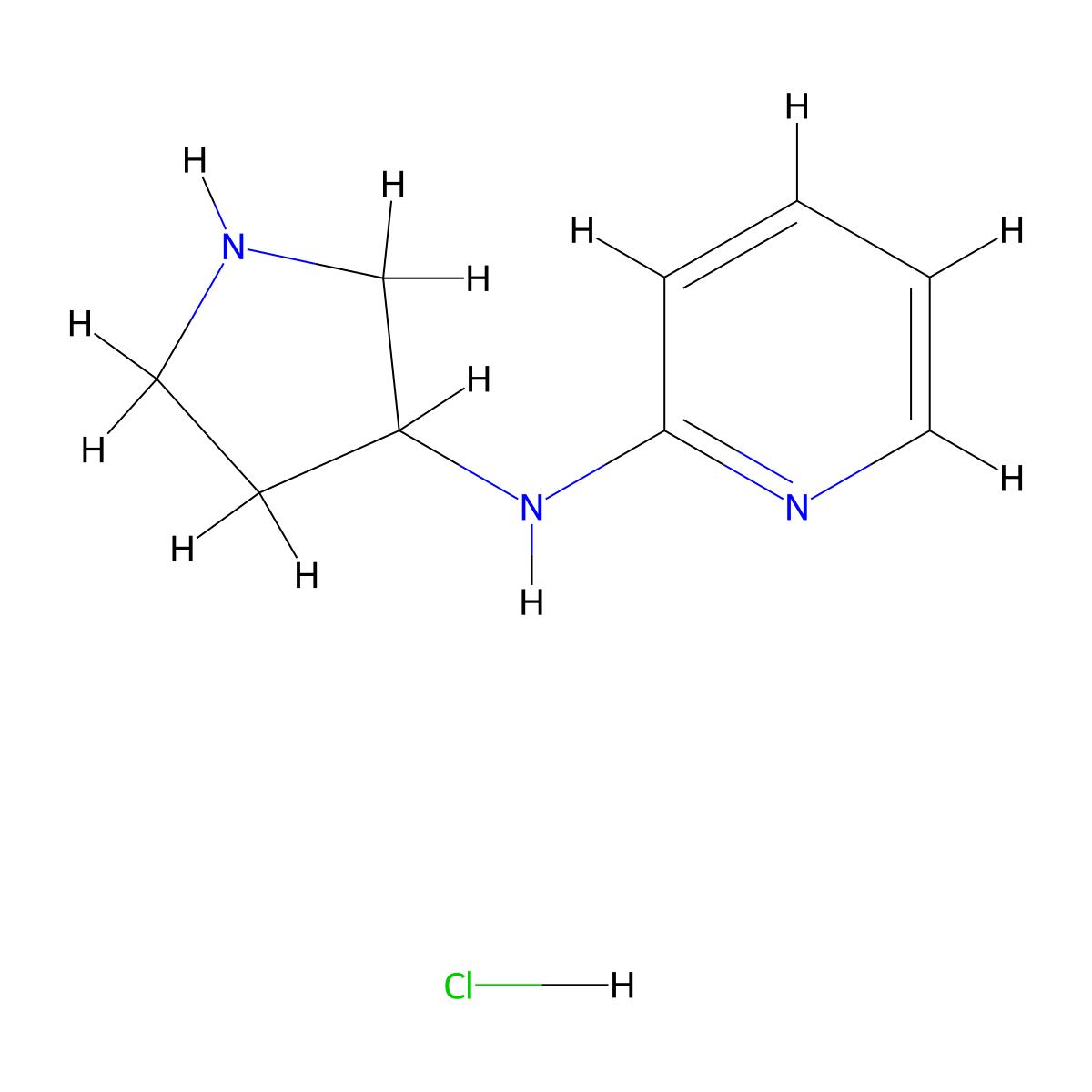 N-(pyrrolidin-3-yl)pyridin-2-amine hydrochloride molecular structure, CAS 1420995-30-7
