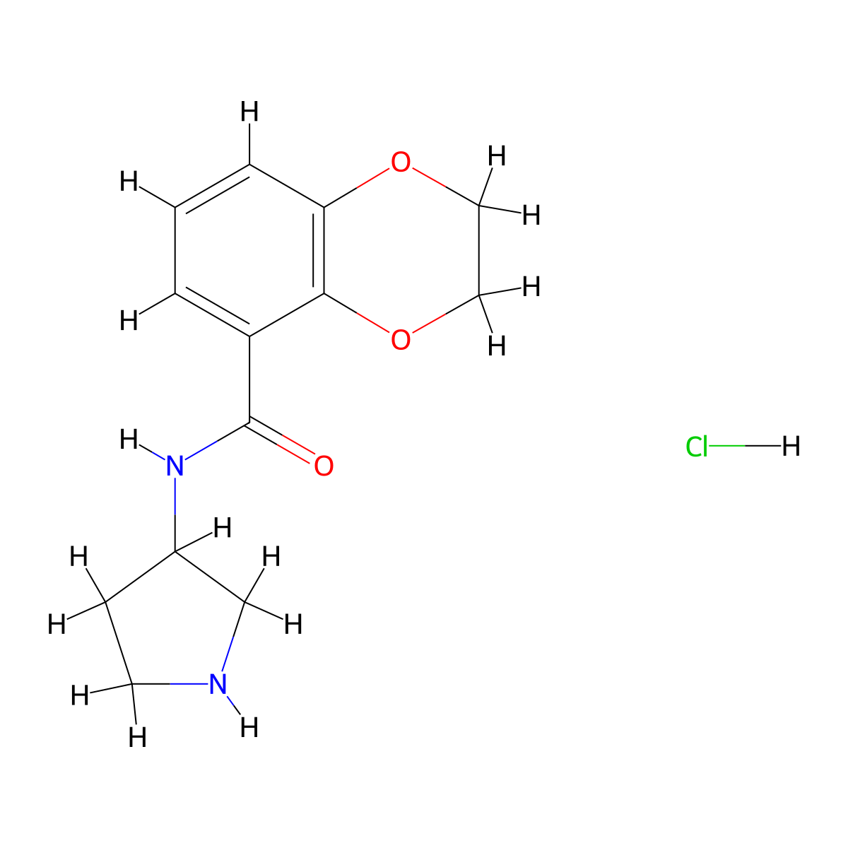 N-(pyrrolidin-3-yl)-2,3-dihydrobenzo[b][1,4]dioxine-5-carboxamide hydrochloride molecular structure, CAS 1420995-32-9