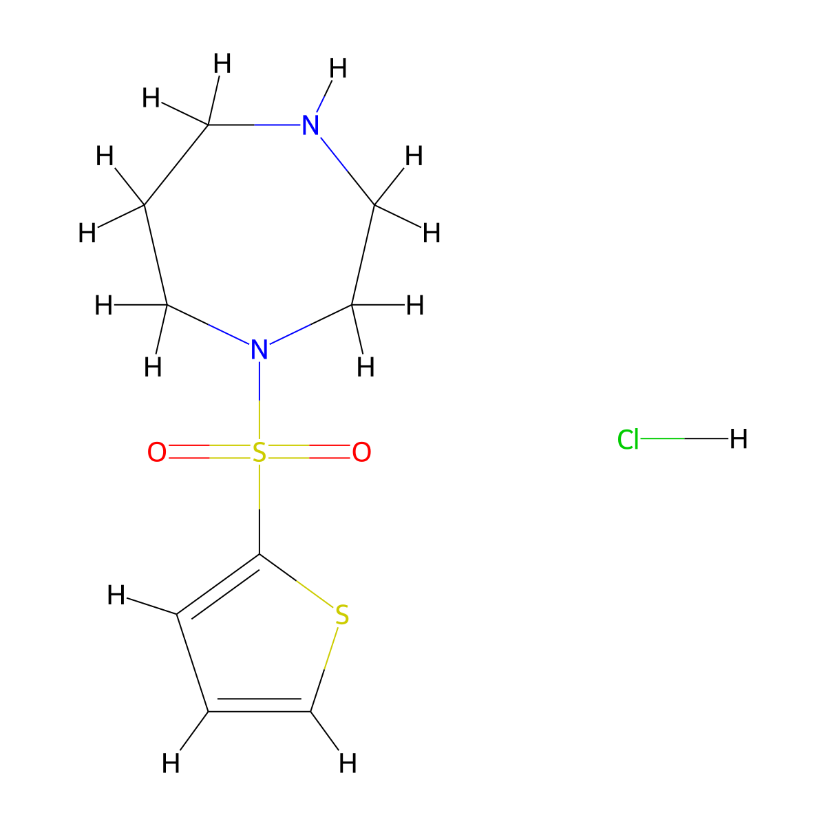 1-(Thiophen-2-ylsulfonyl)-1,4-diazepane hydrochloride molecular structure, CAS 1420995-70-5
