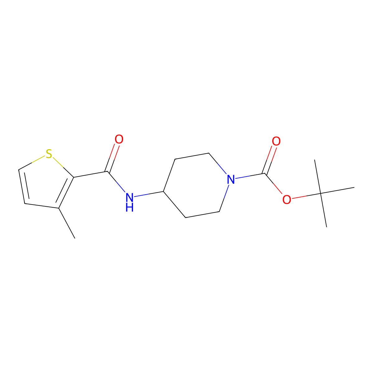 tert-Butyl 4-(3-methylthiophene-2-carboxamido)piperidine-1-carboxylate molecular structure, CAS 1420995-82-9