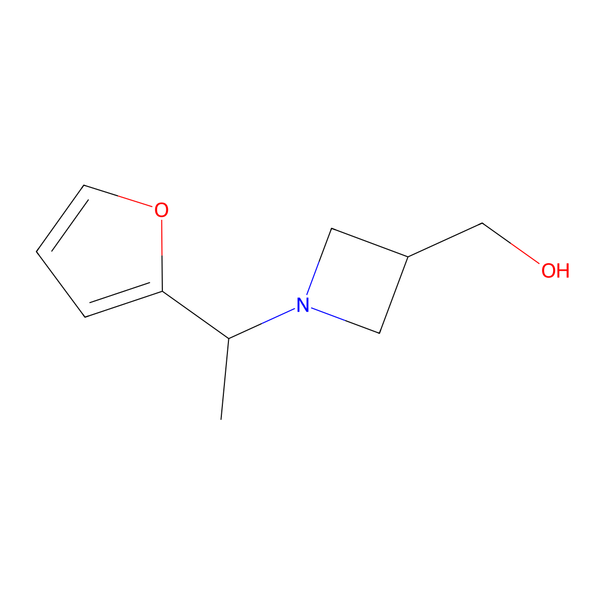 (1-(1-(Furan-2-yl)ethyl)azetidin-3-yl)methanol molecular structure, CAS 1420996-00-4