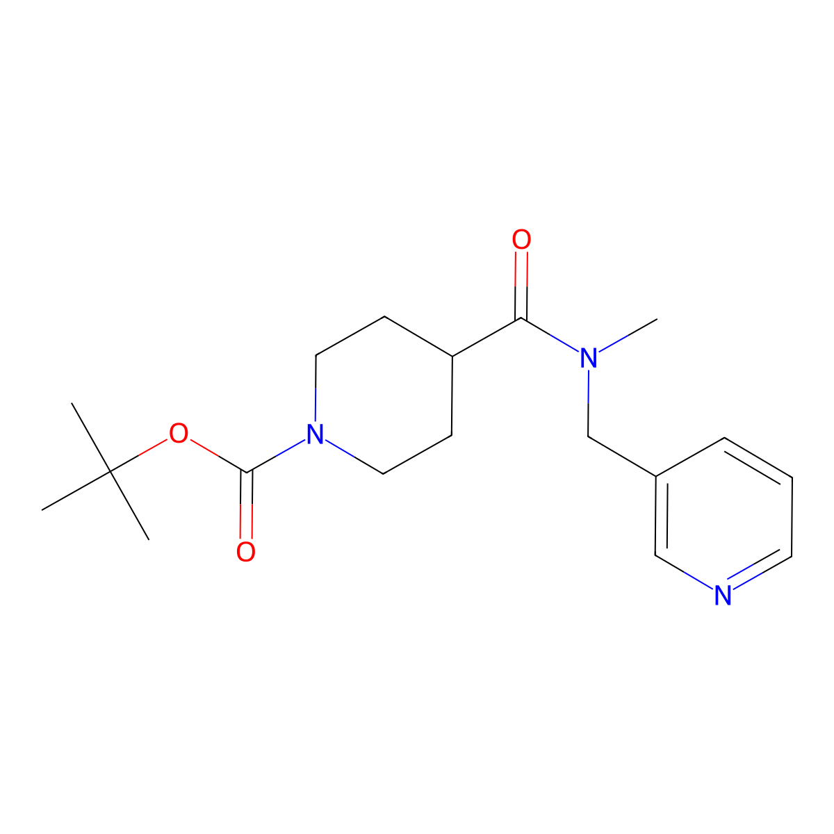 tert-Butyl 4-(methyl(pyridin-3-ylmethyl)carbamoyl)piperidine-1-carboxylate molecular structure, CAS 1420997-12-1