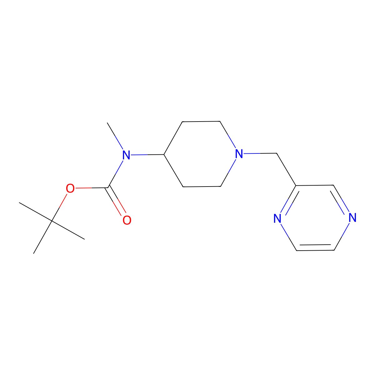 Tert-butyl methyl(1-(pyrazin-2-ylmethyl)piperidin-4-yl)carbamate molecular structure, CAS 1420997-23-4