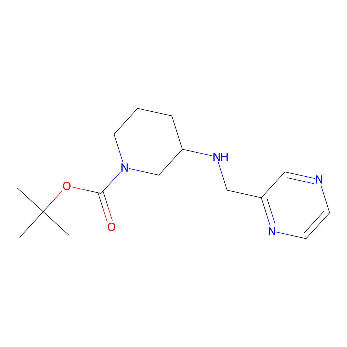 tert-Butyl 3-((pyrazin-2-ylmethyl)amino)piperidine-1-carboxylate molecular structure, CAS 1420997-47-2