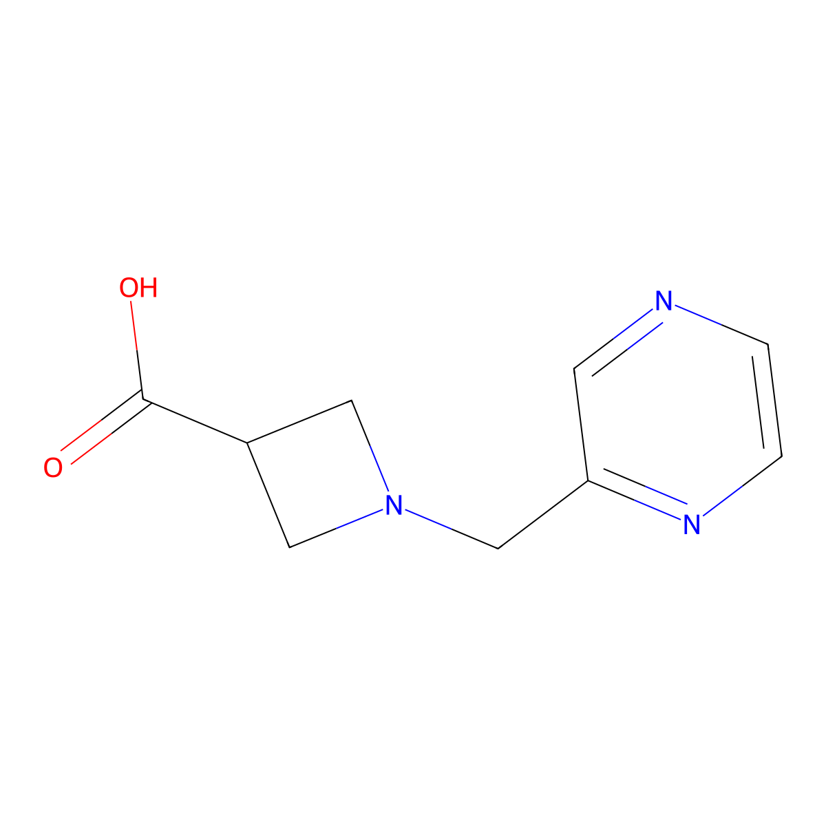 1-(Pyrazin-2-ylmethyl)azetidine-3-carboxylic acid molecular structure, CAS 1420997-72-3