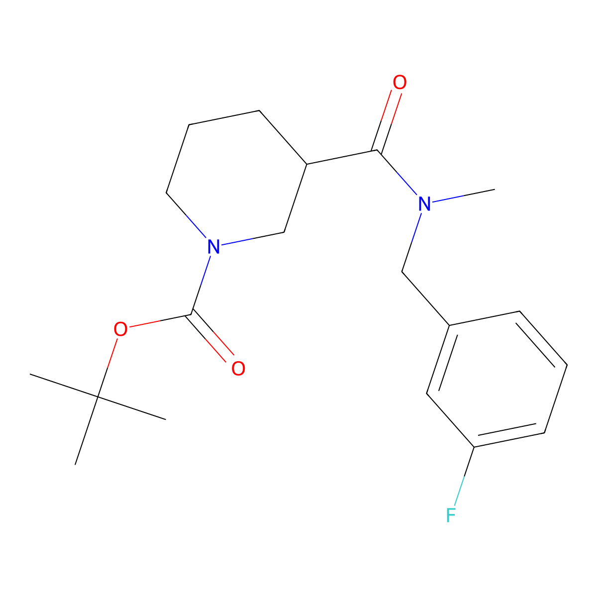 tert-Butyl 3-((3-fluorobenzyl)(methyl)carbamoyl)piperidine-1-carboxylate molecular structure, CAS 1420999-43-4