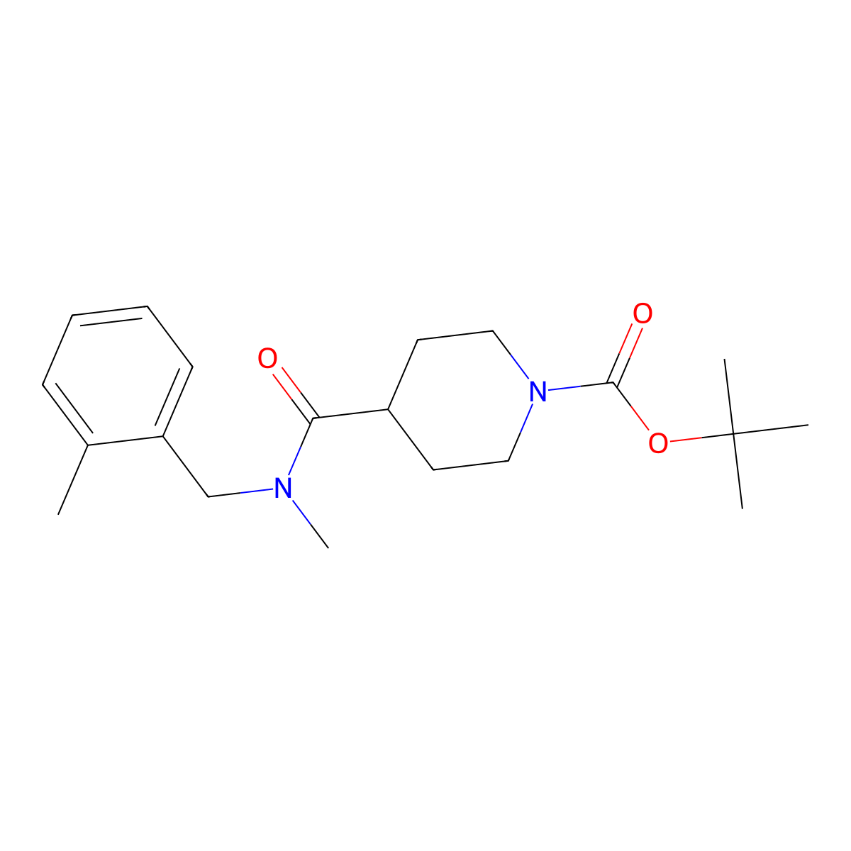 tert-Butyl 4-(methyl(2-methylbenzyl)carbamoyl)piperidine-1-carboxylate molecular structure, CAS 1420999-72-9