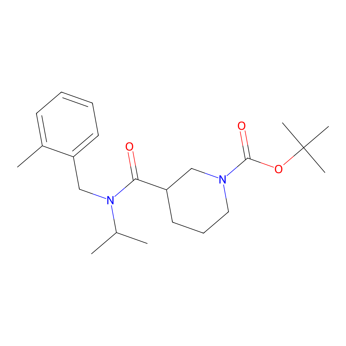 tert-Butyl 3-(isopropyl(2-methylbenzyl)carbamoyl)piperidine-1-carboxylate molecular structure, CAS 1420999-82-1