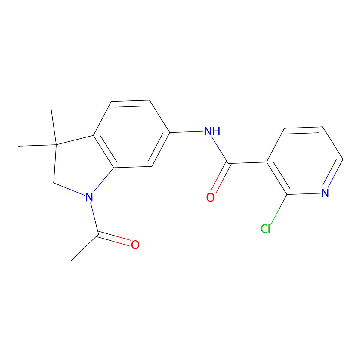 N-(1-acetyl-3,3-dimethylindolin-6-yl)-2-chloronicotinamide molecular structure, CAS 1420999-91-2