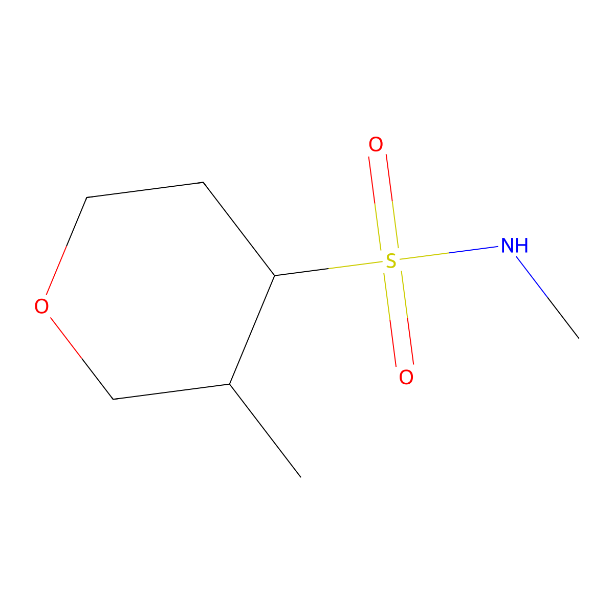 N,3-dimethyltetrahydro-2H-pyran-4-sulfonamide molecular structure, CAS 1421000-23-8