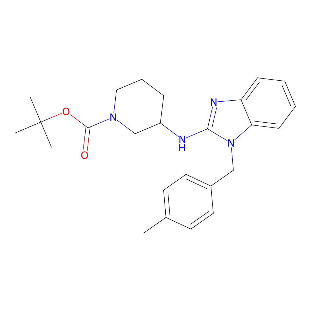 tert-Butyl 3-((1-(4-methylbenzyl)-1H-benzo[d]imidazol-2-yl)amino)piperidine-1-carboxylate molecular structure, CAS 1421001-95-7