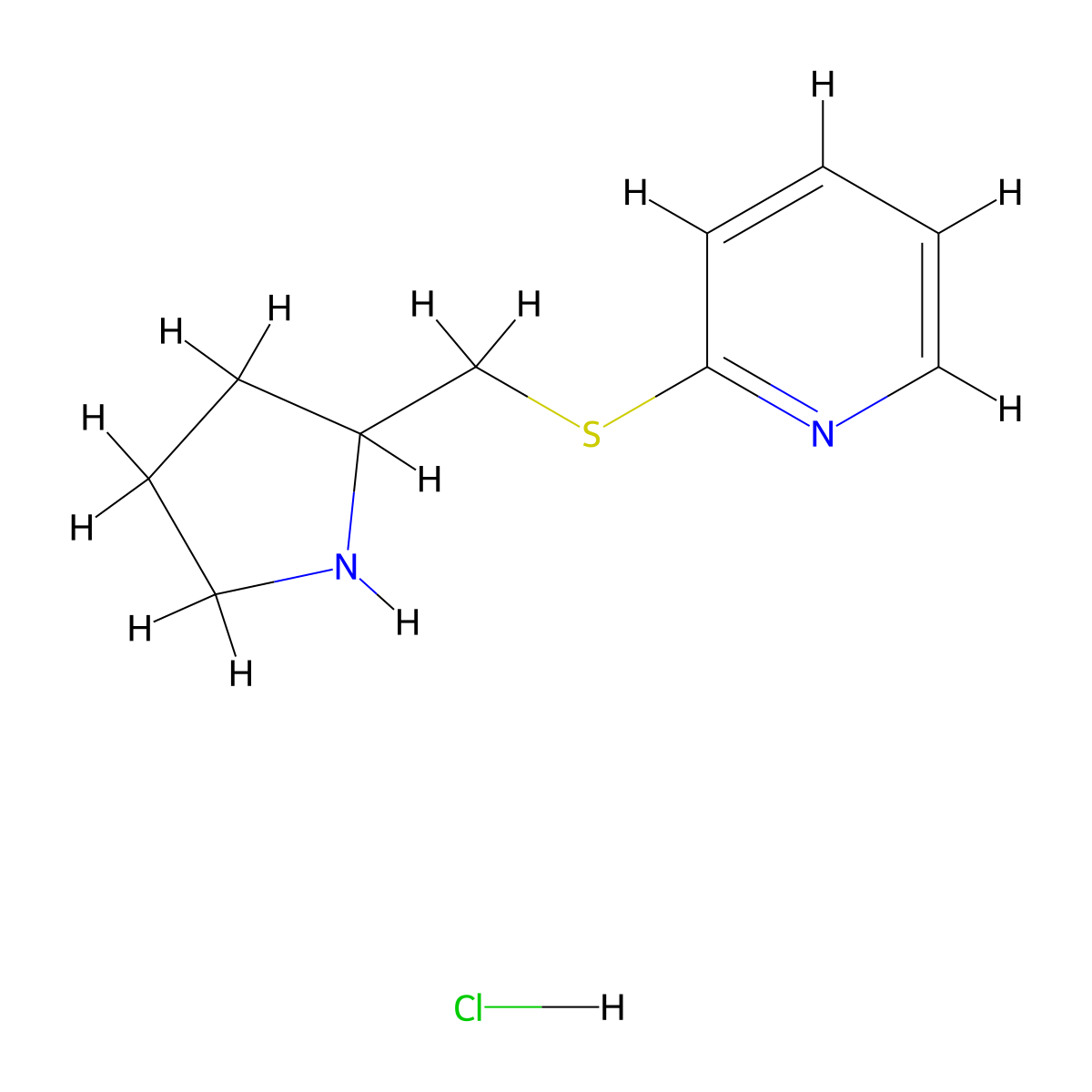2-((Pyrrolidin-2-ylmethyl)thio)pyridine hydrochloride molecular structure, CAS 1421002-29-0