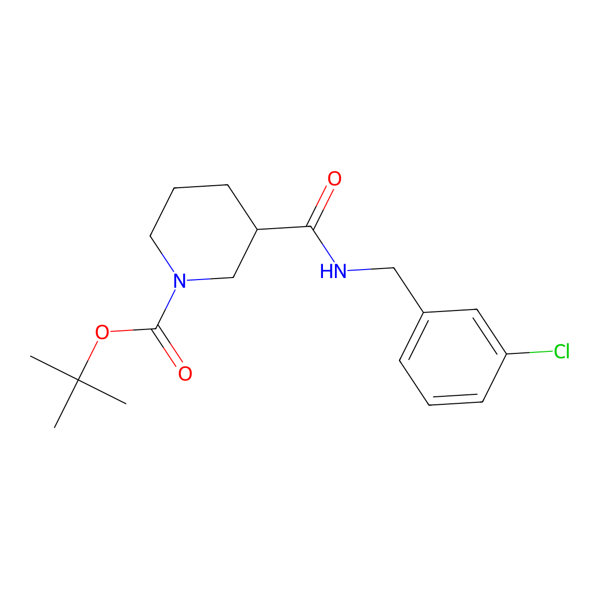 tert-Butyl 3-((3-chlorobenzyl)carbamoyl)piperidine-1-carboxylate molecular structure, CAS 1421003-91-9