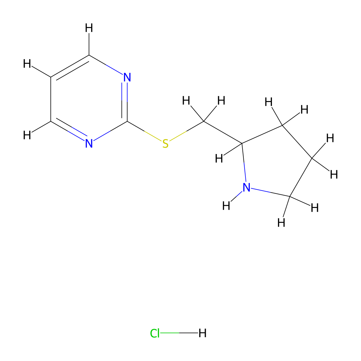 2-((Pyrrolidin-2-ylmethyl)thio)pyrimidine hydrochloride molecular structure, CAS 1421004-11-6