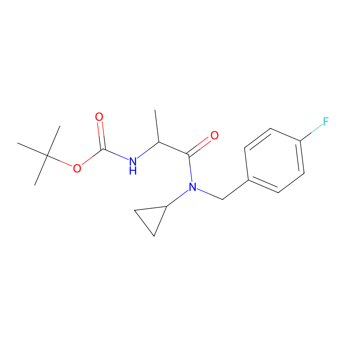 (S)-tert-Butyl (1-(cyclopropyl(4-fluorobenzyl)amino)-1-oxopropan-2-yl)carbamate molecular structure, CAS 1421010-21-0