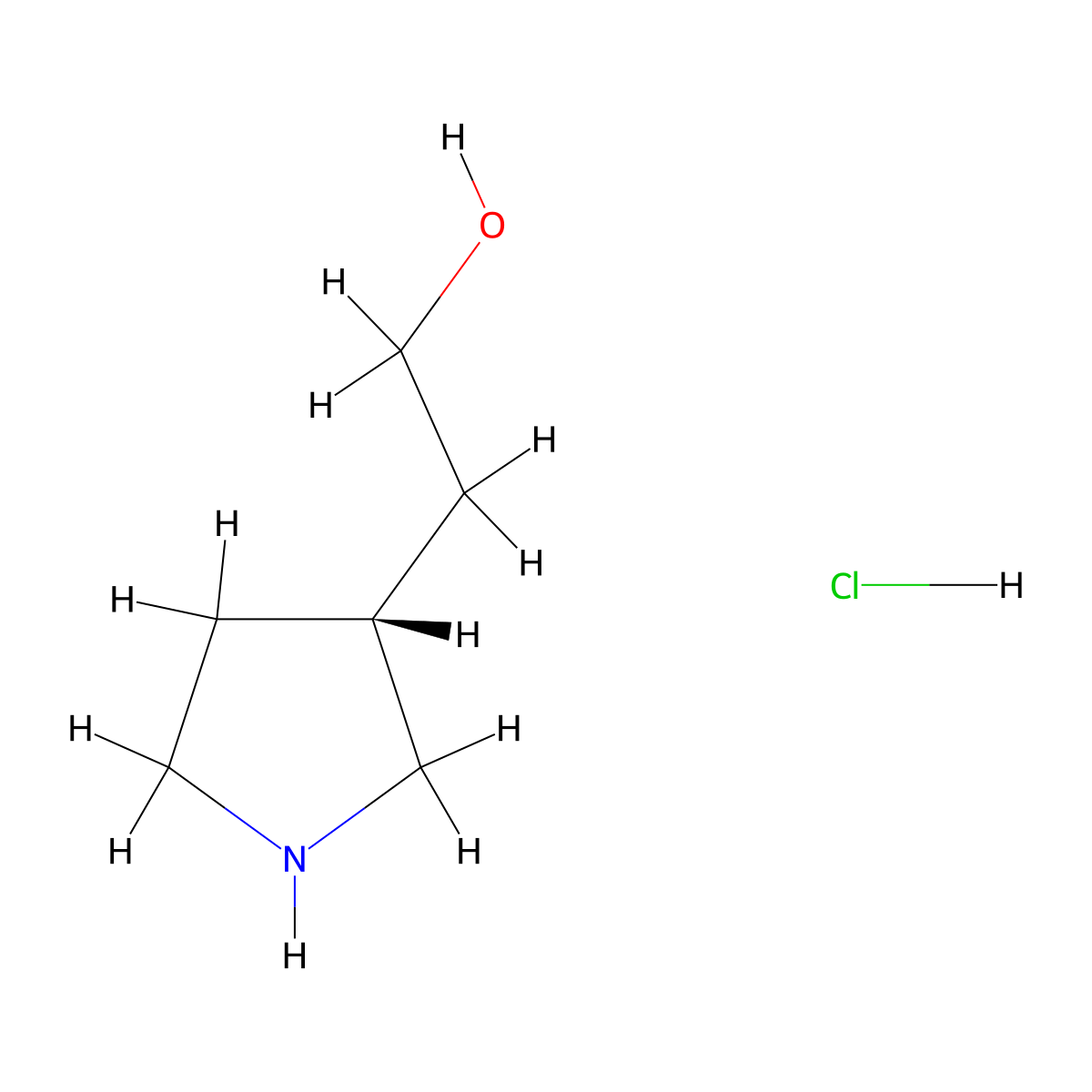 2-[(3R)-pyrrolidin-3-yl]ethan-1-ol hydrochloride molecular structure, CAS 1421010-54-9