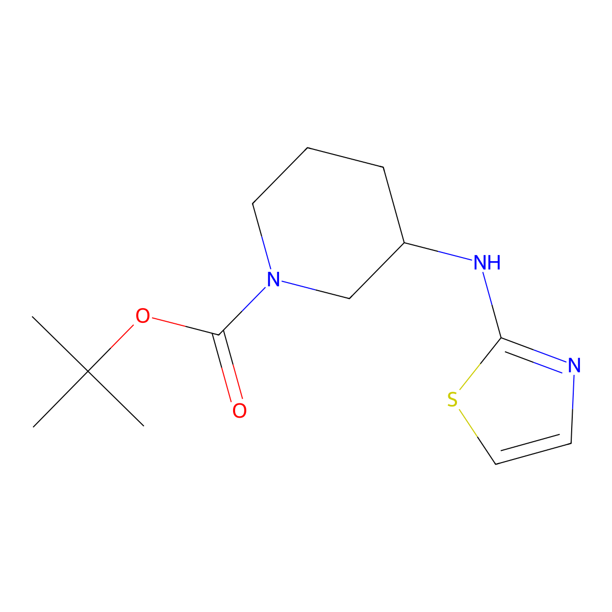 (R)-tert-butyl 3-(thiazol-2-ylamino)piperidine-1-carboxylate molecular structure, CAS 1421011-60-0