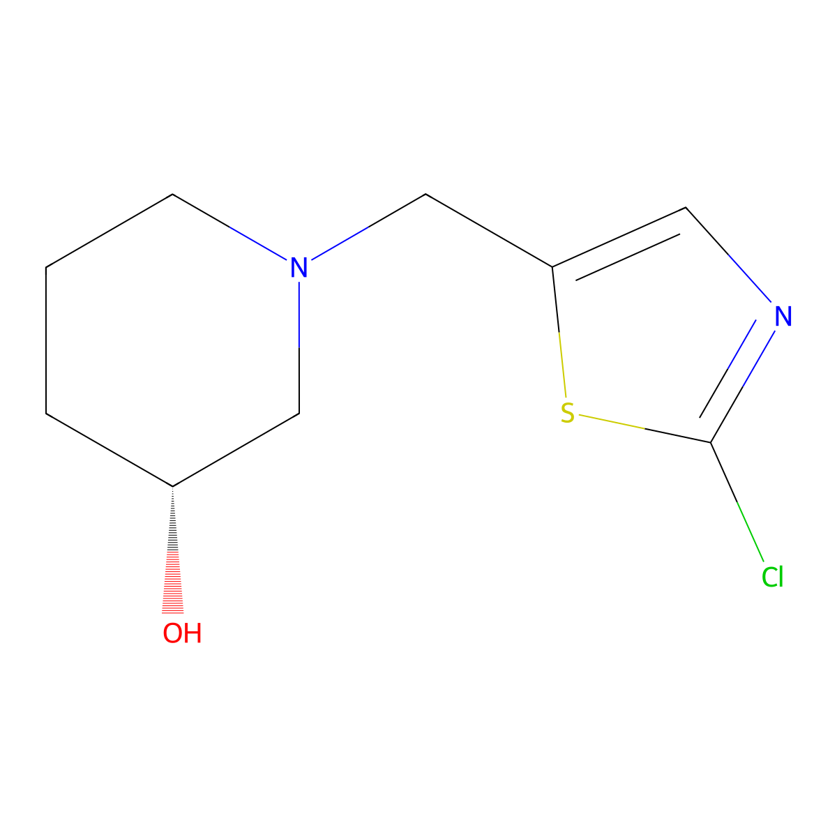 (R)-1-((2-chlorothiazol-5-yl)methyl)piperidin-3-ol molecular structure, CAS 1421015-62-4