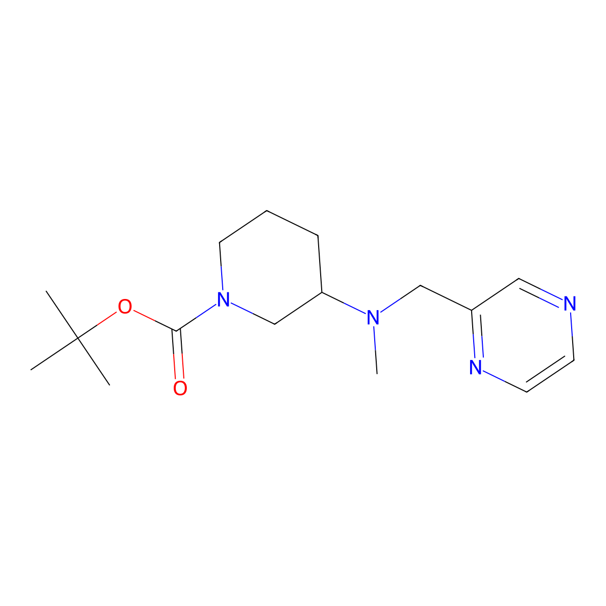 (R)-tert-butyl 3-(methyl(pyrazin-2-ylmethyl)amino)piperidine-1-carboxylate molecular structure, CAS 1421017-73-3