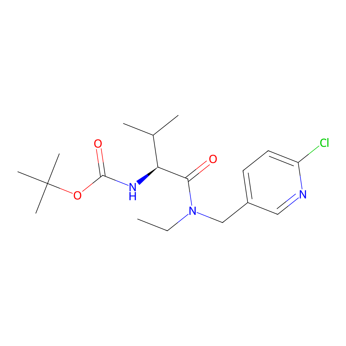(S)-tert-Butyl (1-(((6-chloropyridin-3-yl)methyl)(ethyl)amino)-3-methyl-1-oxobutan-2-yl)carbamate molecular structure, CAS 1421020-30-5