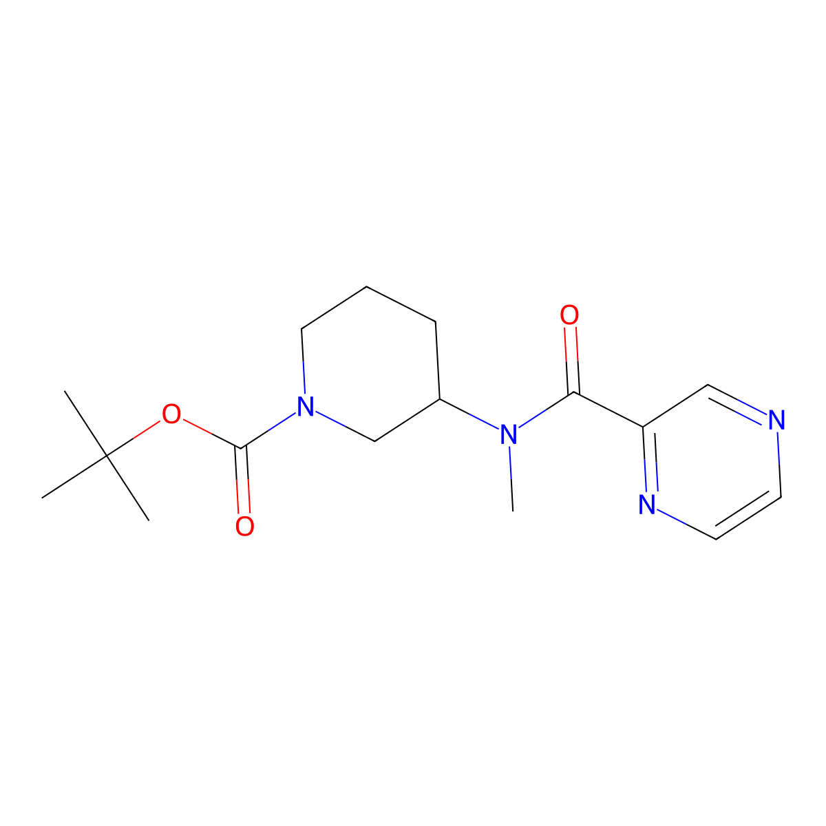 (R)-tert-butyl 3-(N-methylpyrazine-2-carboxamido)piperidine-1-carboxylate molecular structure, CAS 1421020-55-4