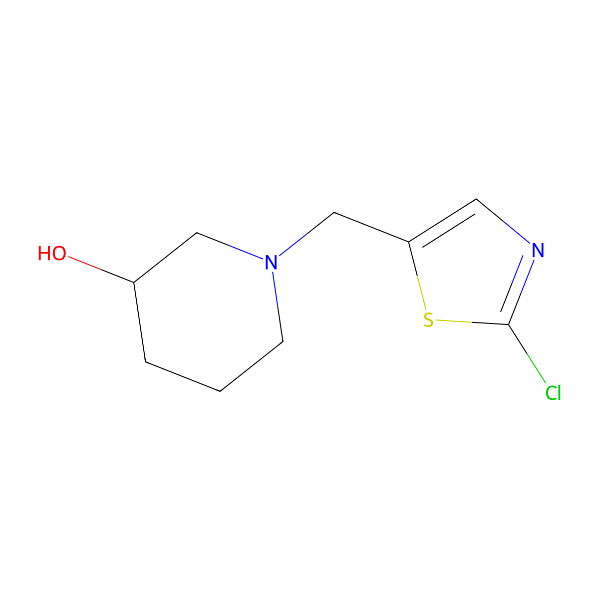 (S)-1-((2-chlorothiazol-5-yl)methyl)piperidin-3-ol molecular structure, CAS 1421020-72-5