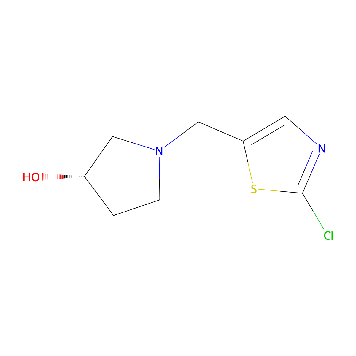 (S)-1-((2-chlorothiazol-5-yl)methyl)pyrrolidin-3-ol molecular structure, CAS 1421020-75-8