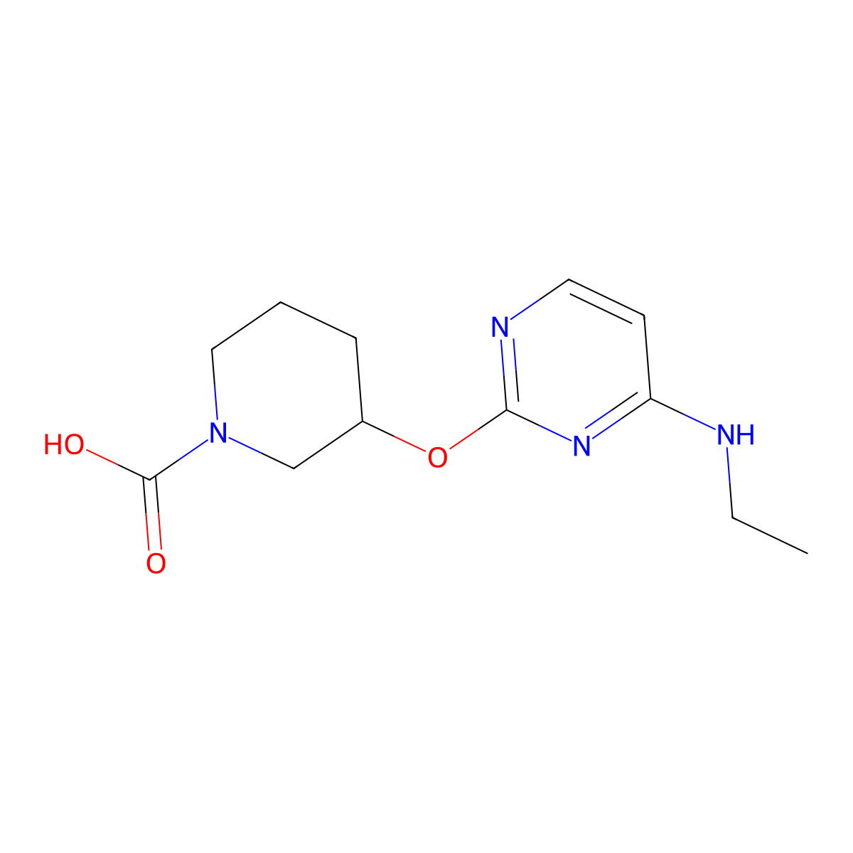 (R)-3-((4-(Ethylamino)pyrimidin-2-yl)oxy)piperidine-1-carboxylic acid molecular structure, CAS 1421020-83-8