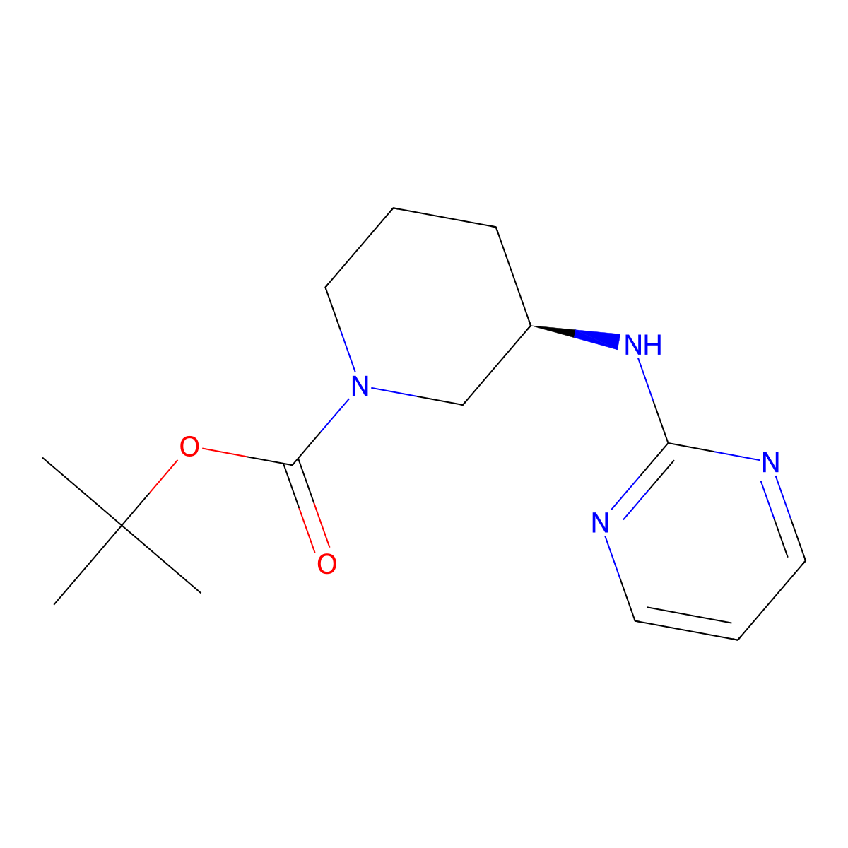 (R)-tert-butyl 3-(pyrimidin-2-ylamino)piperidine-1-carboxylate molecular structure, CAS 1421025-21-9