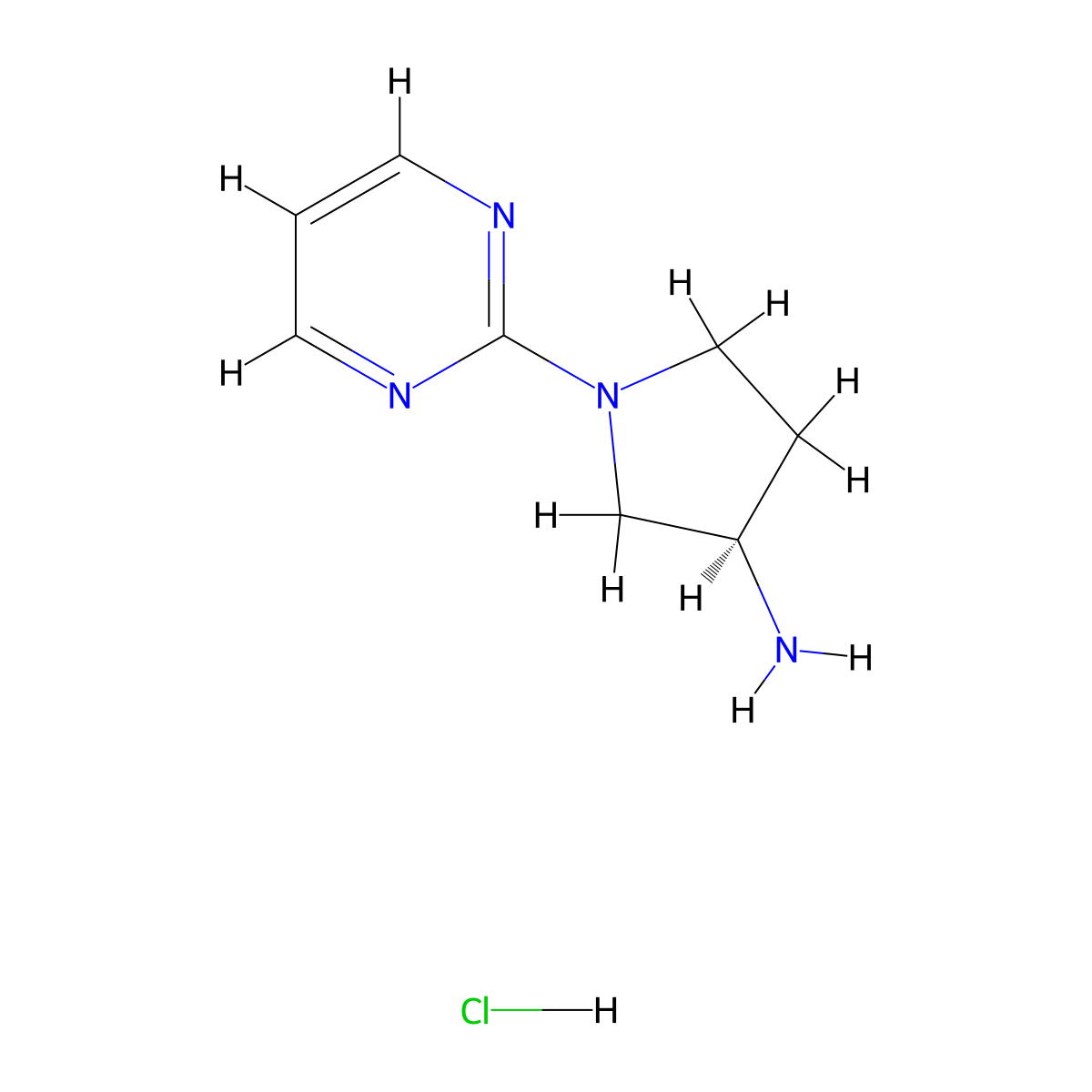 (3R)-1-(Pyrimidin-2-yl)pyrrolidin-3-amine hydrochloride molecular structure, CAS 1421025-59-3