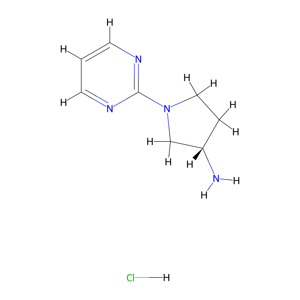 (3S)-1-(Pyrimidin-2-yl)pyrrolidin-3-amine hydrochloride molecular structure, CAS 1421026-05-2