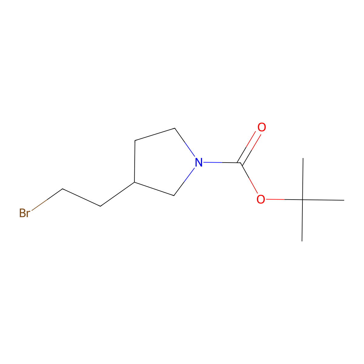 tert-butyl (3S)-3-(2-bromoethyl)pyrrolidine-1-carboxylate molecular structure, CAS 1421026-17-6