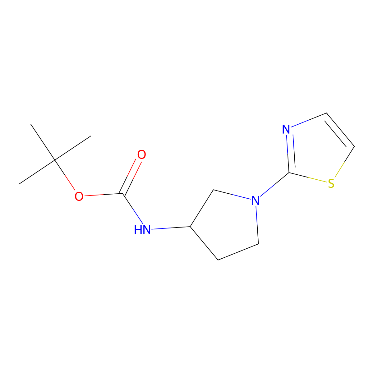 tert-butyl N-((3S)-1-(1,3-thiazol-2-yl)pyrrolidin-3-yl)carbamate molecular structure, CAS 1421026-55-2