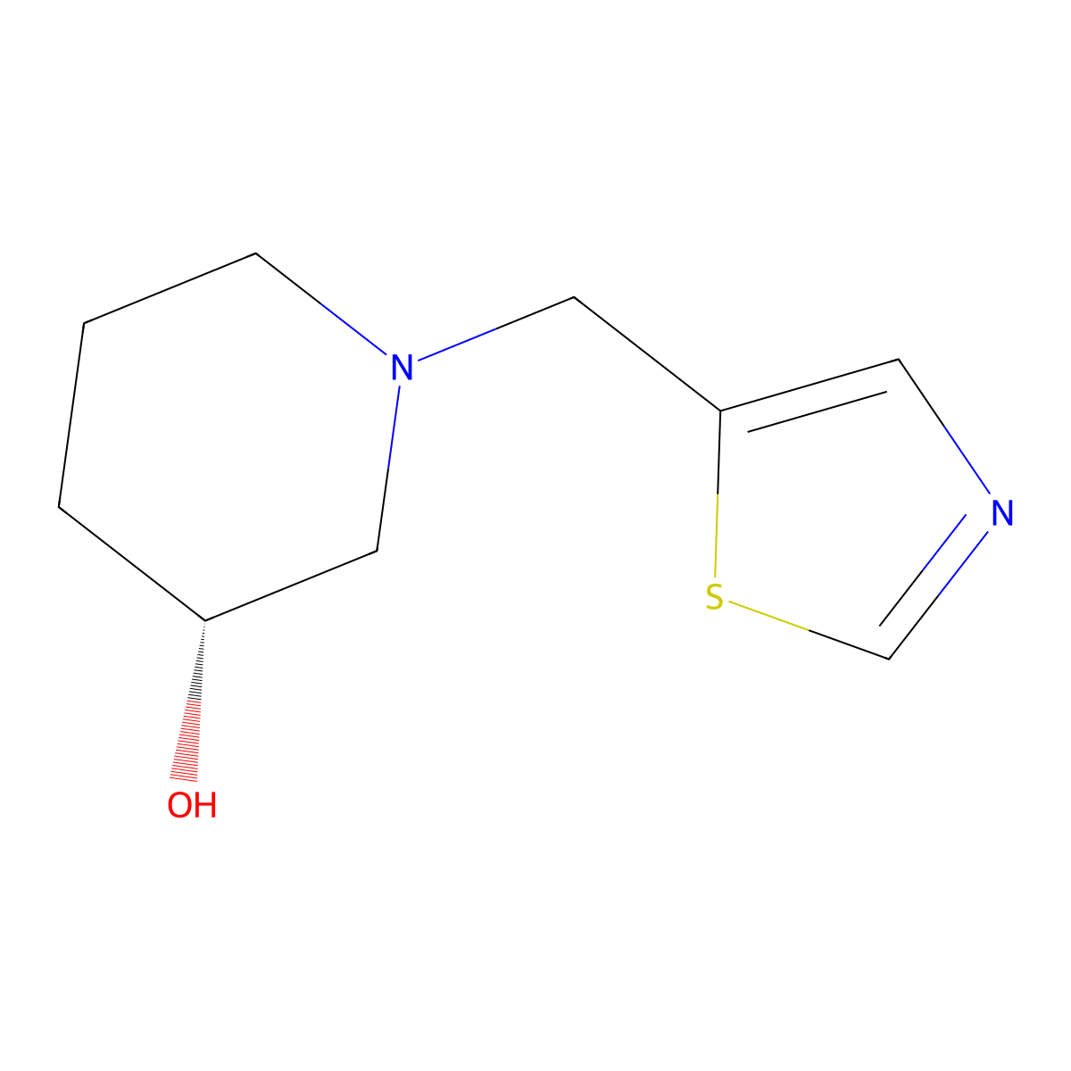 (R)-1-(thiazol-5-ylmethyl)piperidin-3-ol molecular structure, CAS 1421027-56-6