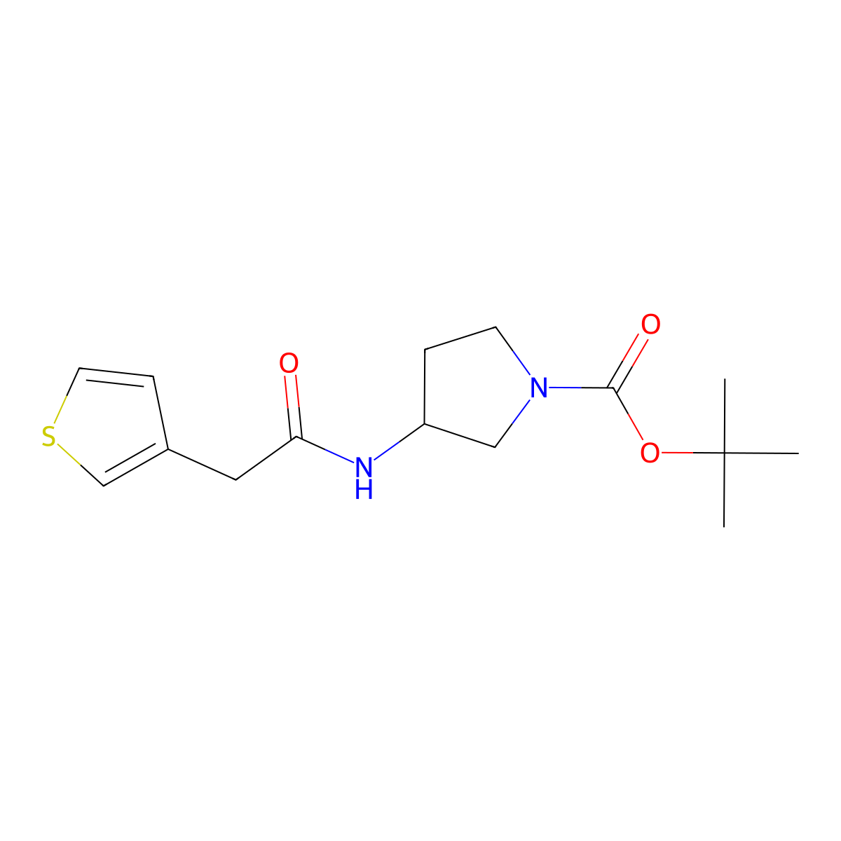 (R)-tert-butyl 3-(2-(thiophen-3-yl)acetamido)pyrrolidine-1-carboxylate molecular structure, CAS 1421027-82-8