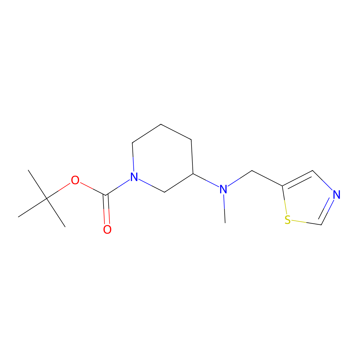 (R)-tert-butyl 3-(methyl(thiazol-5-ylmethyl)amino)piperidine-1-carboxylate molecular structure, CAS 1421030-28-5