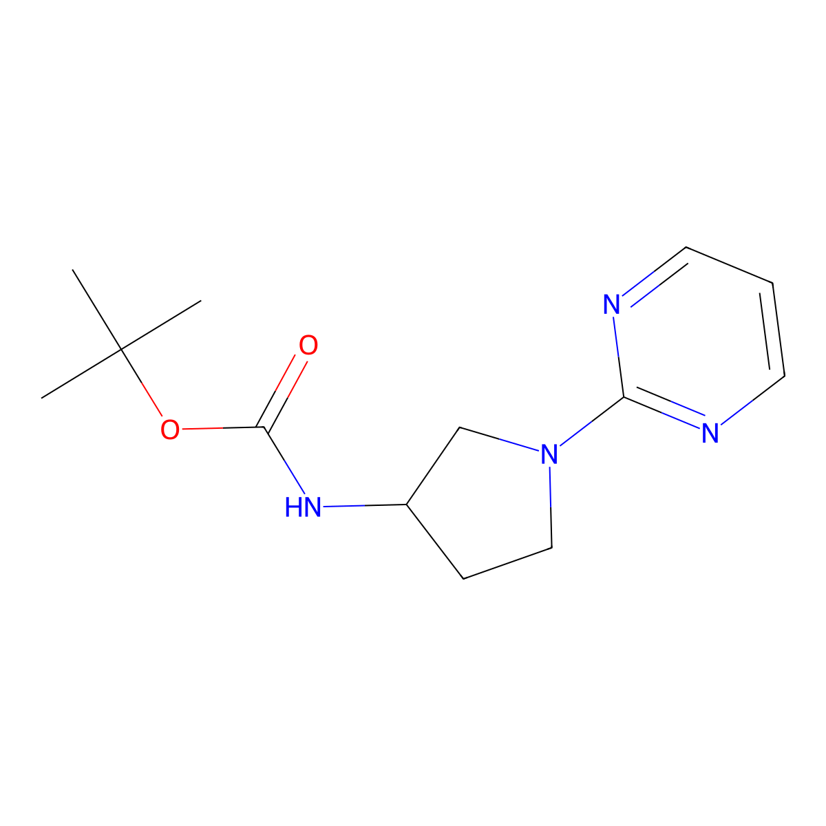 (R)-tert-butyl (1-(pyrimidin-2-yl)pyrrolidin-3-yl)carbamate molecular structure, CAS 1421030-60-5