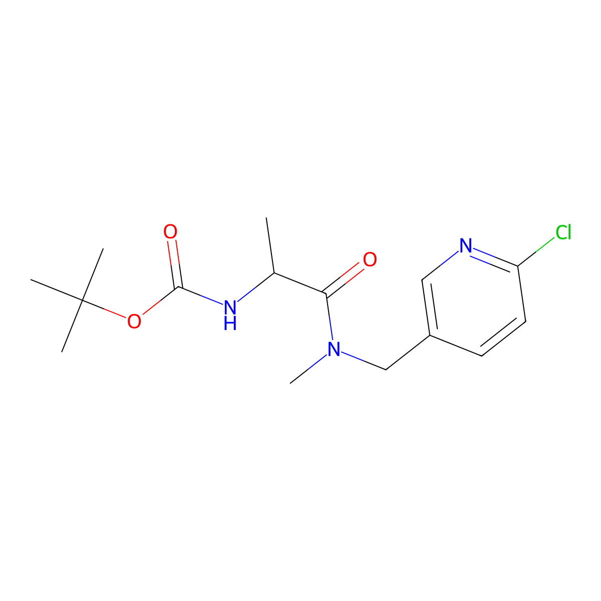 (S)-tert-Butyl (1-(((6-chloropyridin-3-yl)methyl)(methyl)amino)-1-oxopropan-2-yl)carbamate molecular structure, CAS 1421033-13-7