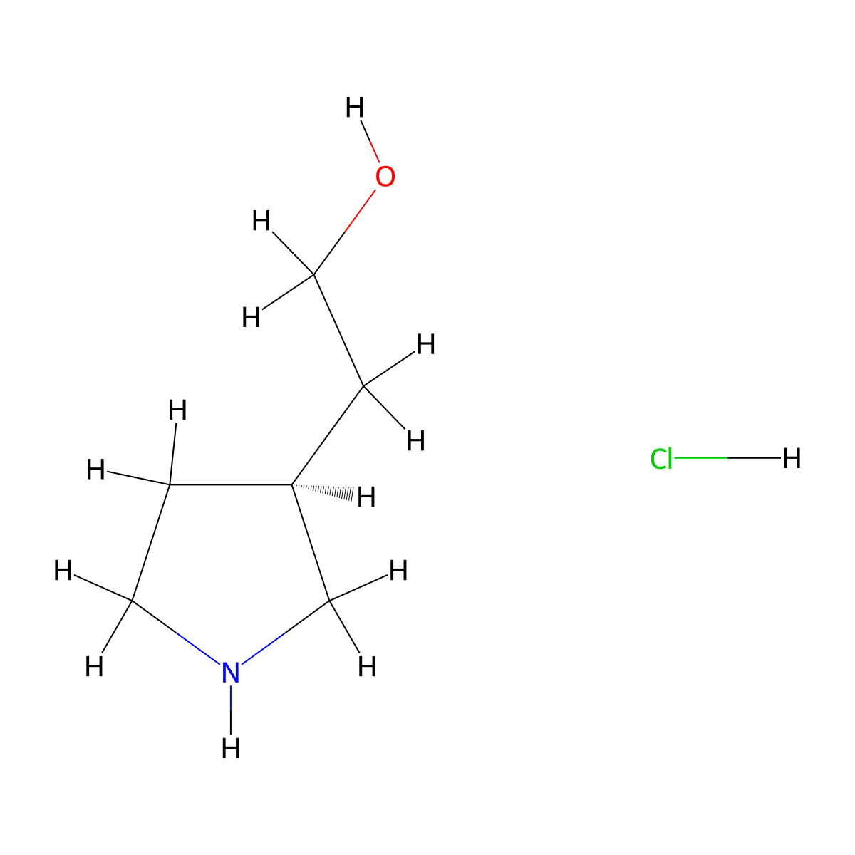 2-[(3S)-pyrrolidin-3-yl]ethan-1-ol hydrochloride molecular structure, CAS 1421033-80-8