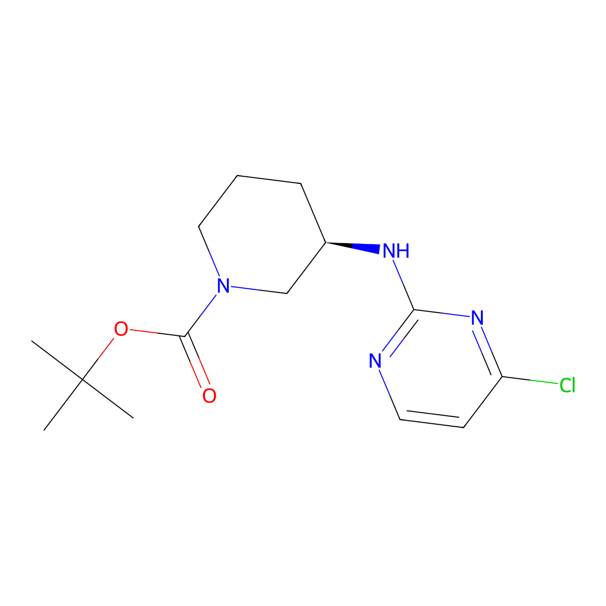 (R)-tert-butyl 3-((4-chloropyrimidin-2-yl)amino)piperidine-1-carboxylate molecular structure, CAS 1421035-19-9