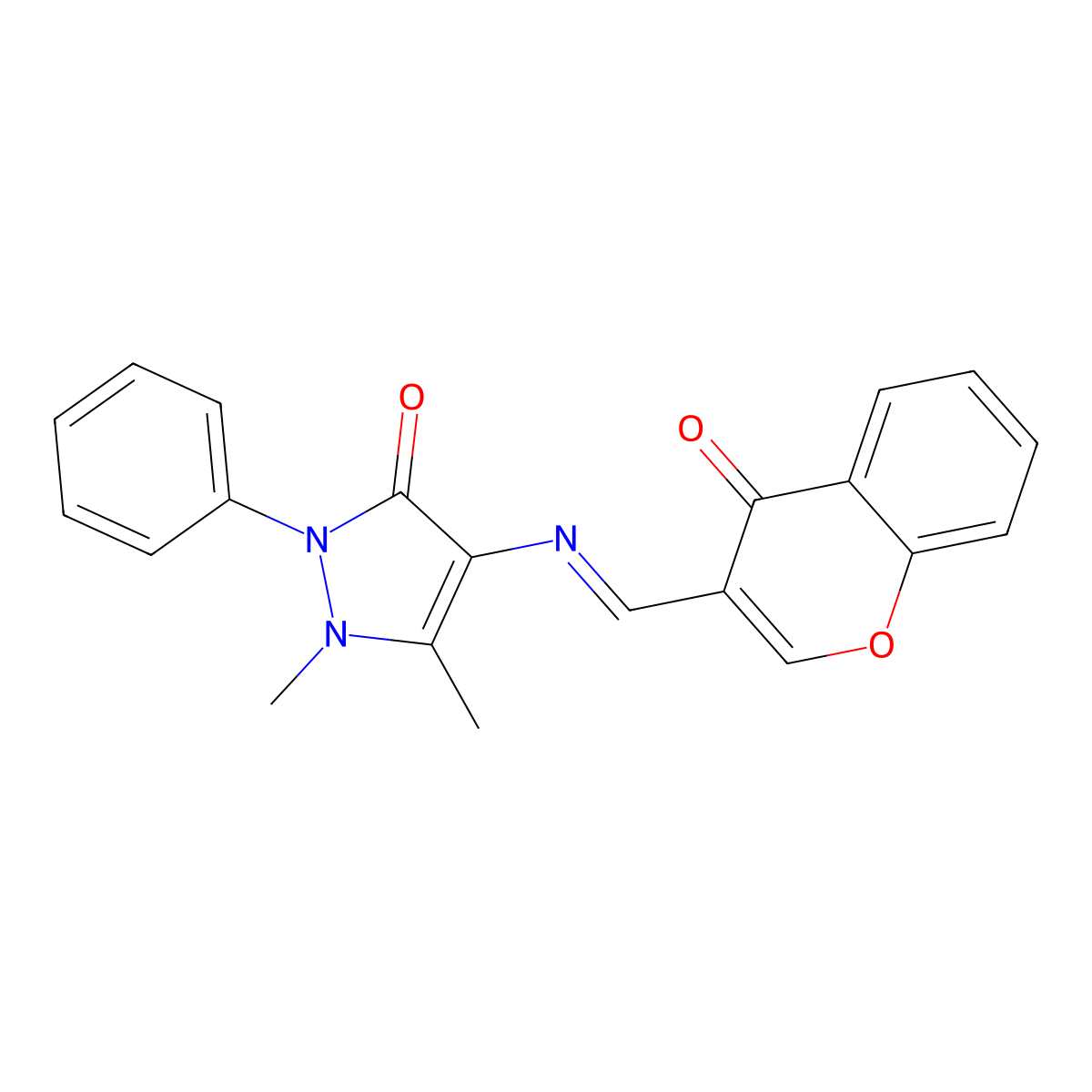 (E)-1,5-dimethyl-4-(((4-oxo-4H-chromen-3-yl)methylene)amino)-2-phenyl-1H-pyrazol-3(2H)-one molecular structure, CAS 1421035-94-0
