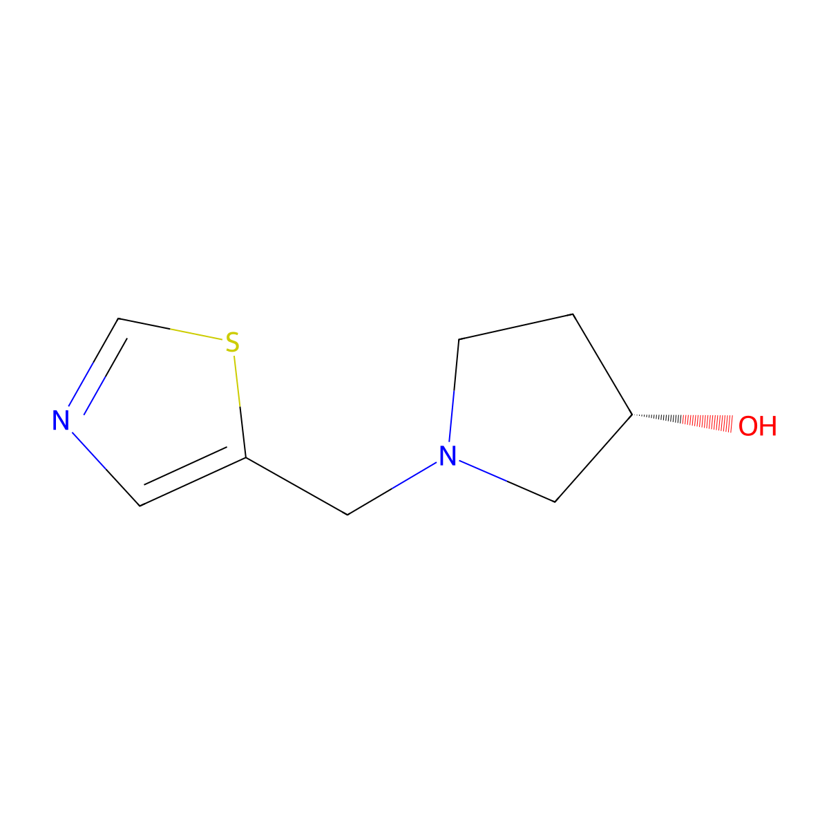 (S)-1-(thiazol-5-ylmethyl)pyrrolidin-3-ol molecular structure, CAS 1421038-24-5