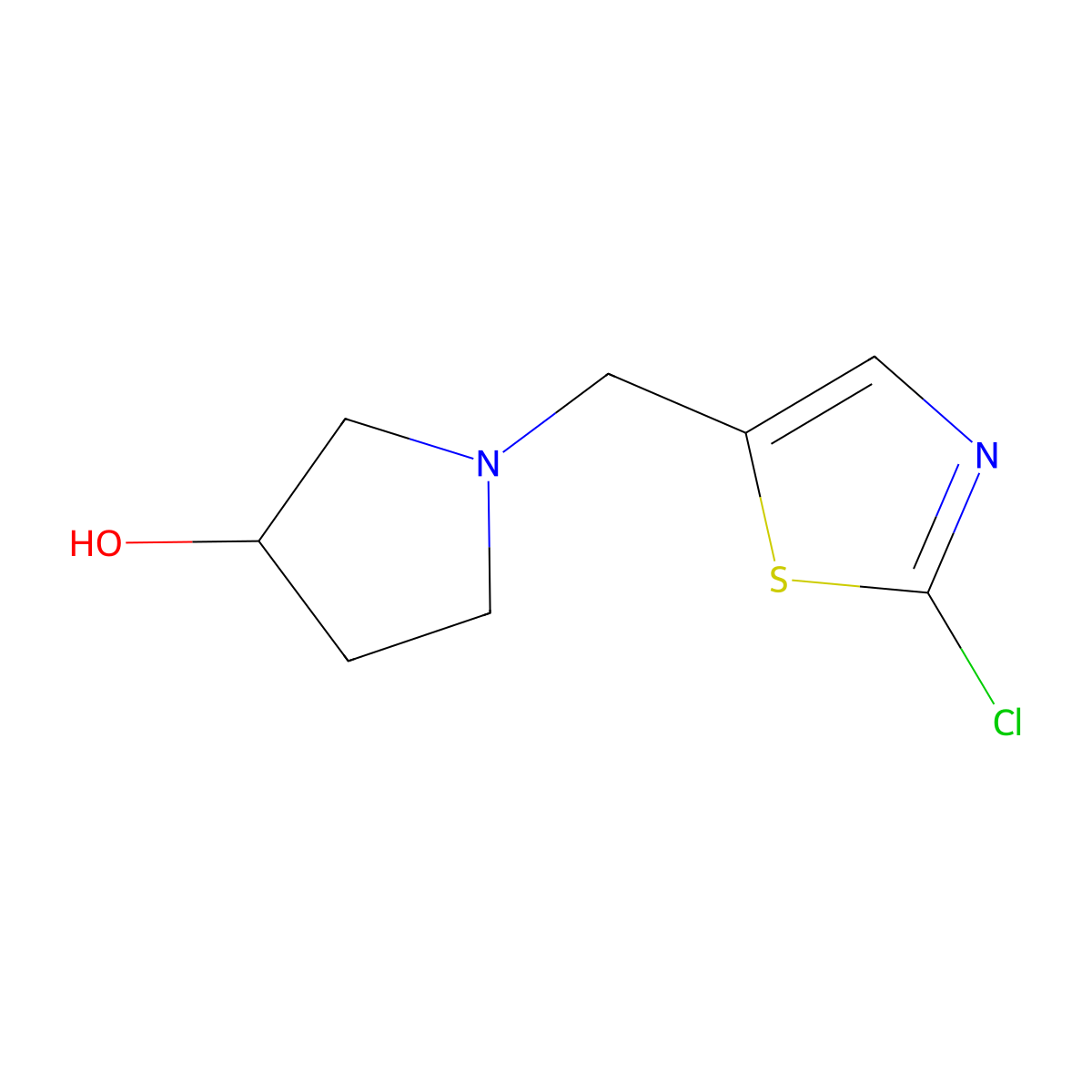 (R)-1-((2-chlorothiazol-5-yl)methyl)pyrrolidin-3-ol molecular structure, CAS 1421038-43-8