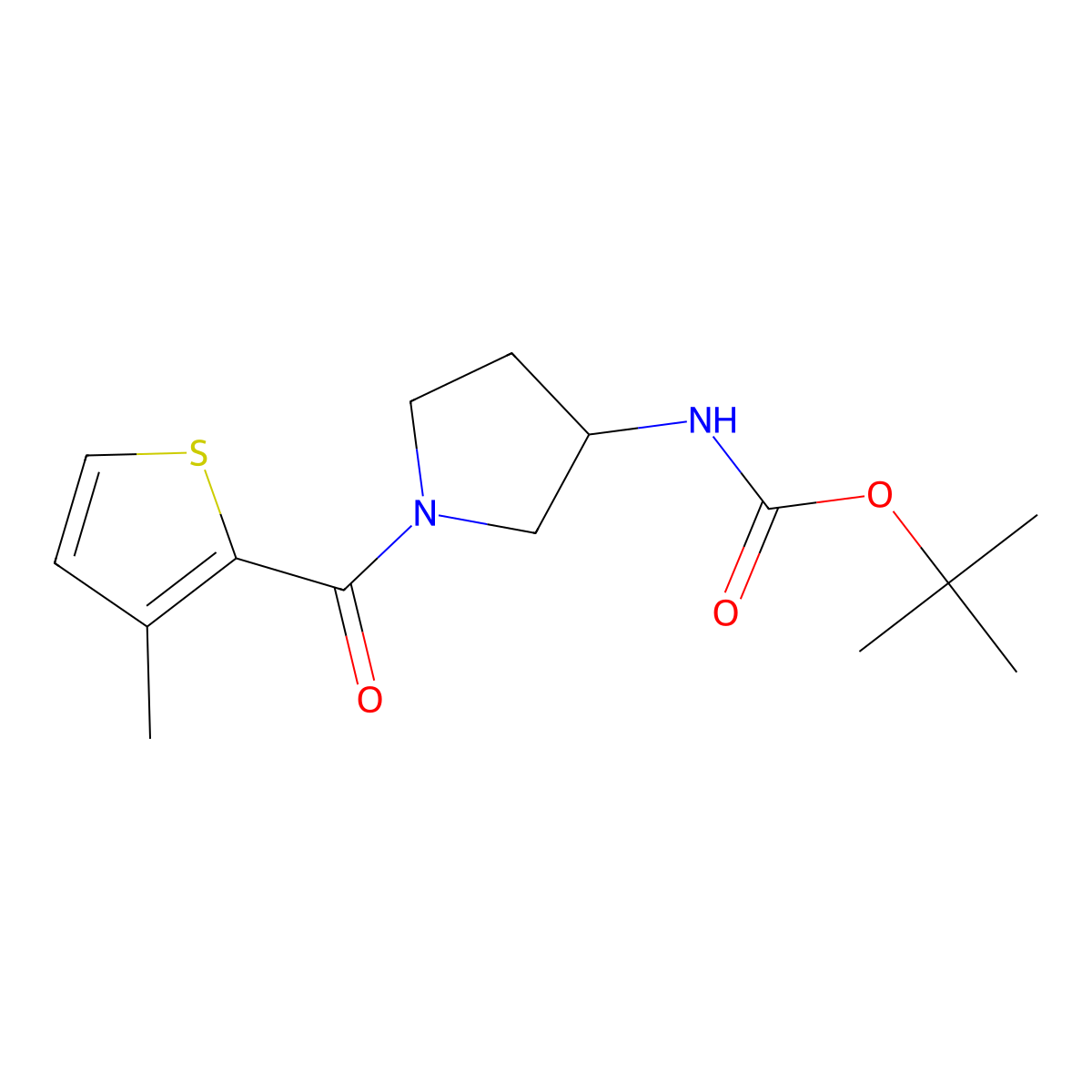 (S)-tert-butyl (1-(3-methylthiophene-2-carbonyl)pyrrolidin-3-yl)carbamate molecular structure, CAS 1421038-97-2
