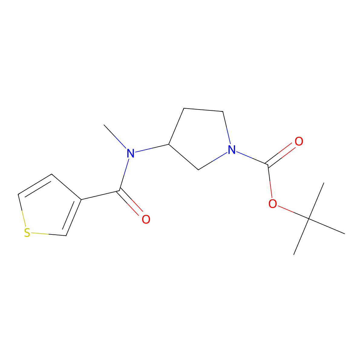 (R)-tert-butyl 3-(N-methylthiophene-3-carboxamido)pyrrolidine-1-carboxylate molecular structure, CAS 1421039-87-3