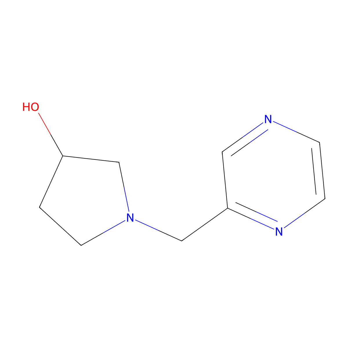 (S)-1-(pyrazin-2-ylmethyl)pyrrolidin-3-ol molecular structure, CAS 1421042-65-0